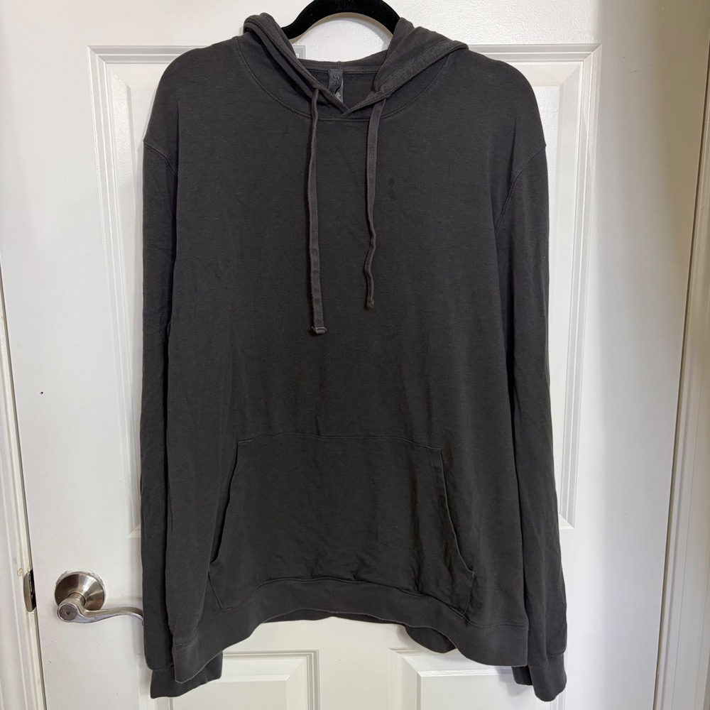 SKIMS Lounge Hoodie Onyx Black Cotton Rayon Blend Pullover Sweatshirt Large L